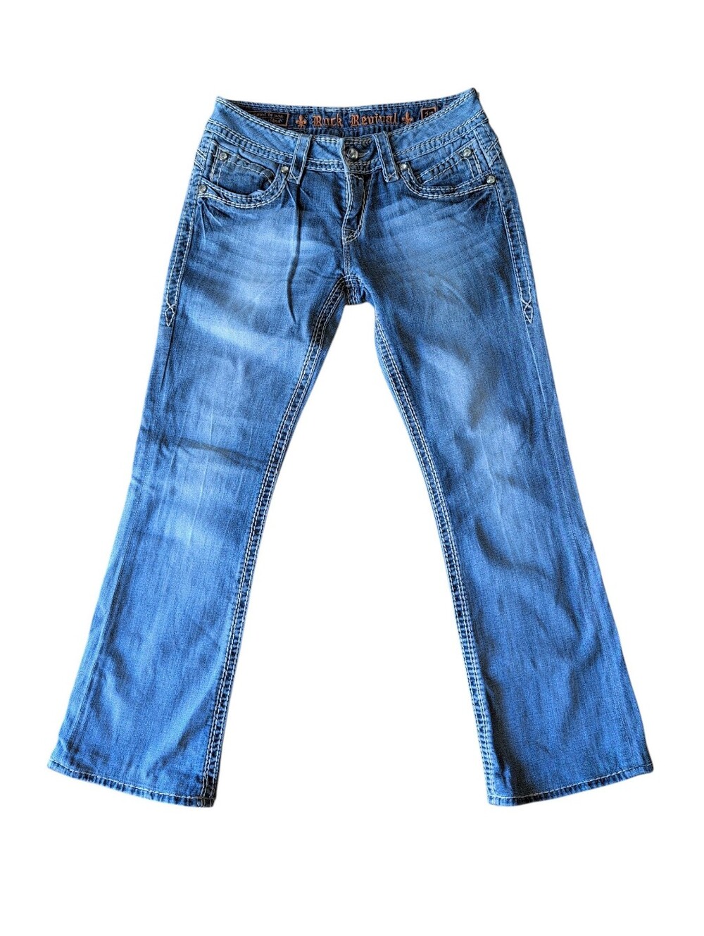 Rock Revival Scarlett Jeans, Boot, Buckle, Light Denim Wash, Women's 29